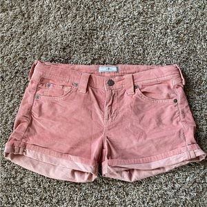 7 for All Mankind Pink Corduroy Cuffed Low Waisted Shorts